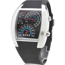 Men's Aviation Rubber Digital Quartz Wrist Watch with Box (Black)