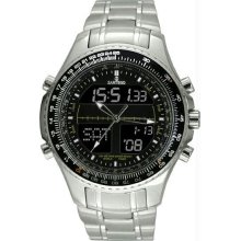 Men's Black Dial Digital Alarm Chronograph World Time