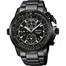 Men's Black Flight Master Alarm Chronograph Black Dial Pilot Watch