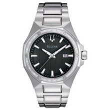 Men's Bulova Diamond Accent Watch with Black Dial (Model: 96E111)