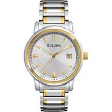 Men's Bulova Highbridge Two-Tone Stainless Steel Watch with Silver Dial (Model: 98B157) bulova