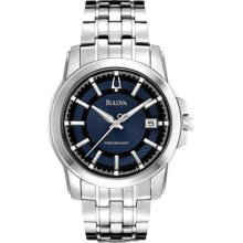Mens Bulova Precisionist Watch in Stainless Steel with Blue Dial (96B159)