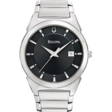 Men's Bulova Stainless Steel Watch with Black Dial (Model: 96B149)