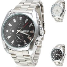 Men's Business Silicone Analog Wrist Quartz Watch 8133 (Silver)