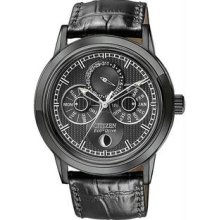 Men's Calibre 8651 Moon Phase Eco-Drive Black Dial Day Date and Month