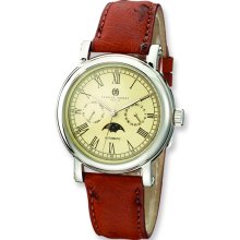 Mens Charles Hubert Brown Leather Band Off White Dial Watch