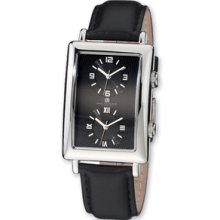 Mens Charles Hubert Dual Time Black 33x53mm Dial