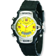 Mens Charles Hubert Rubber BandYellow Dial Sport Watch