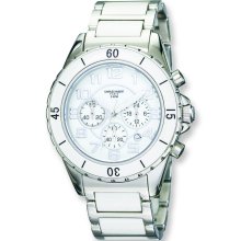 Mens Charles Hubert Stainless Steel/Ceramic White Dial Chronograph Watch