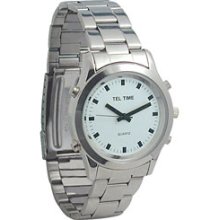 Mens Chrome Quartz Talking Watch with Chrome Bracelet Band