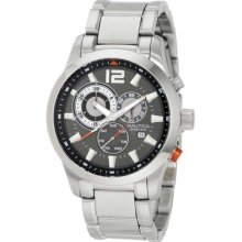 Men's Chronograph Stainless Steel Case and Bracelet Gray Tone Dial Day