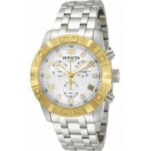 Men's Chronograph Stainless Steel Case and Bracelet Silver Dial Gold B