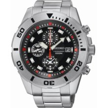 Men's Chronograph Stainless Steel and Bracelet Black Dial