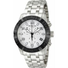 Men's Chronograph Stainless Steel Case and Bracelet Silver Dial Black