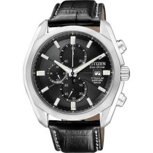 Mens Citizen Eco Drive Titanium Collection Watch in Titanium with Leather Strap (CA0020-05E)