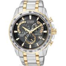 Men's Citizen Eco-Drive Perpetual Chrono AT Watch with Round Black Dial (Model: AT4004-52E) citizen