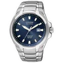 Men's Citizen Eco-Drive Titanium Watch with Dark Blue Dial (Model:
