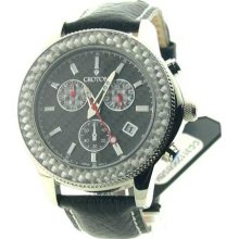 Mens Croton Leather Chrono 3 Eye Date Watch CC311295BSBK