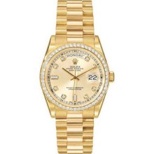 Mens Diamond ROLEX Oyster Watch Perpetual Day-Date