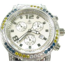 Mens Diamond Special Watch Round Cut G Color Techno By JPM 5.00ct