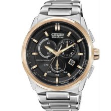 Men's Eco-Drive Stainless Steel Case and Bracelet Black Dial Perpetual Calendar