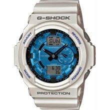 Men's G-Shock White Plastic Resin Case and Bracelet Blue Digital Analo