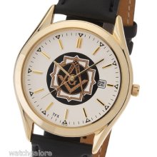 Men's Gold Plated Tfx By Bulova Masonic Blue Lodge Watch