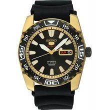 Men's Gold Tone Stainless Steel Automatic Black Dial Rubber