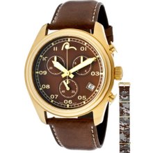 Men's Hiro Chronograph Brown Dial Brown Genuine Leather ...