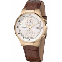 Men's Kenneth Cole York Kc1345 Brown Leather Chronograph Quartz Watch