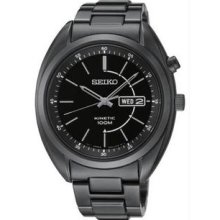 Men's Kinetic Black Tone Stainless Steel Case and Bracelet Black Tone