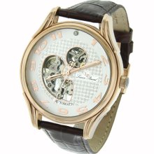 Men's Lucien Piccard Executive Collection Rose-Tone Textured Round Dial Watch
