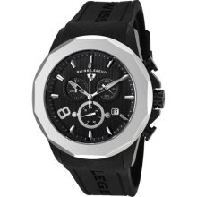 Men's Monte Carlo Chronograph Black Textured Dial Black Silicone ...