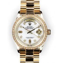 Men's Mother of Pearl String Diamond Dial Rolex Day Date President