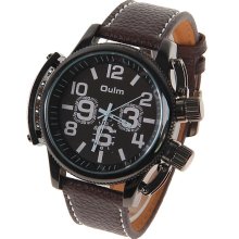 mens new black Oulm stainless steel military watch w/black face u-boat style