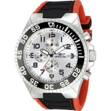 Men's Pro Diver Chronograph Stainless Steel Case Silver Dial Rubber Strap