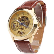 Men's PU Analog Automatic Wrist Mechanical Watch (Brown)