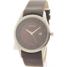 Mens Pulsar Leather Brown Dial Date Casual Watch PXDB17 ...