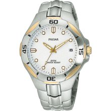 Mens Pulsar Two Tone 38mm Stainless Steel Sport Watch