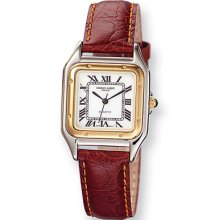 Men's Red Leather Band, Retro Watch by Charles Hubert