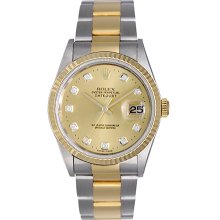 Men's Rolex Datejust Watch 16233 Custom Champagne Diamond Dial