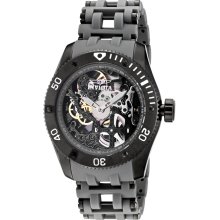 Men's Sea Spider Mechanical Black Skeletonized Dial Black Ion Plated Stainless Steel & Grey Polyurethane