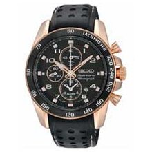 Men's Seiko Sportura Chronograph Watch with Black Dial (Model: