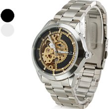Men's Semi-circle Style Alloy Analog Automatic Wrist Watch (Silver)