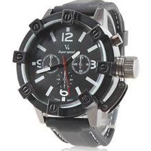 Men's Silicone Analog Quartz Watch Wrist (Black)