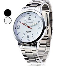 Men's Simple Design Steel Quartz Analog Wrist Watch (Assorted Colors)