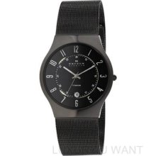 Mens Skagen Titanium Slim Black Mesh Watch 233ltmb