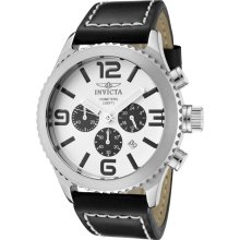 Men's Specialty Chronograph White Dial Black Genuine Leather