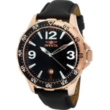 Men's Specialty Rose Gold Tone Stainless Steel Case Leather Bracelet