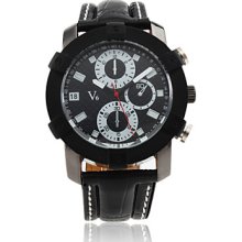 Men's Sport PC Quartz Watch Wrist with Black PU Leather Band